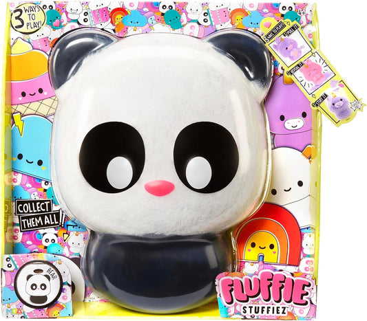 Fluffie Stuffiez Panda Large Collectible Feature Plush 11" - Surprise Reveal Unboxing with Huggable ASMR Fidget DIY Fur Pulling, Ultra Soft Fluff